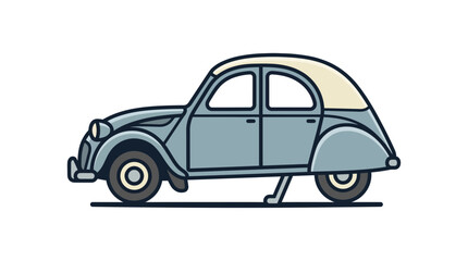 Obraz premium Gray vintage retro microcar illustration on white.