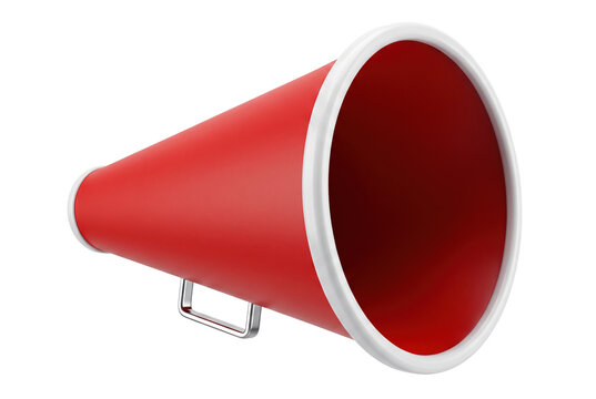Classic Red Megaphone with White Trim and Silver Handle