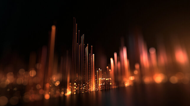Abstract Digital Data Stream and Glowing Fiber Optics
