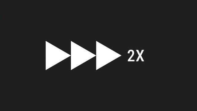 White Minimalist 2X Fast Forward Playback Speed Icon Animation with alpha channel. 4K video