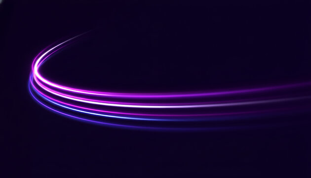 Glowing purple and blue light trail on dark background