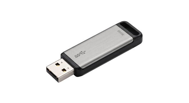 Modern silver and black usb flash drive