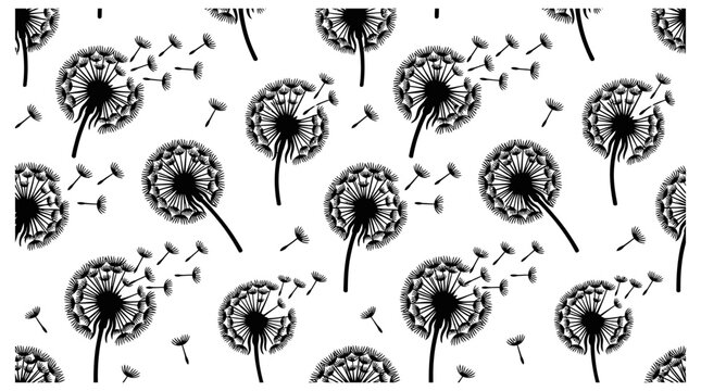dandelion pattern with seeds blowing in the wind a light nature graphic background perfect for textile print.