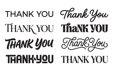 Obraz premium Set of thank you typography expressions and calligraphy text options with typography expressions calligraphy