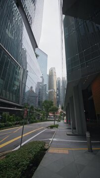 Modern urban skyline along Market Street in Singapore with office skyscrapers financial headquarters and dynamic downtown business district in the heart of Asia