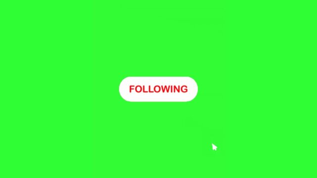 Animated red FOLLOW button with a cursor click interaction, designed for social media call to action campaigns, audience engagement, creator channels, influencer content, digital marketing, websites, 