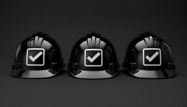 Black Safety Helmets with Checkmark