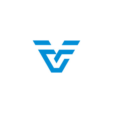 Modern abstract geometric letter VF or VFF monogram logo. Minimalist blue design perfect for tech, aviation, automotive, and corporate businesses.