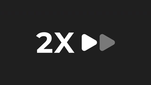 2x Speed Fast Forward Icon Loop Animation on tranparant background. for music, video concept. 4K video
