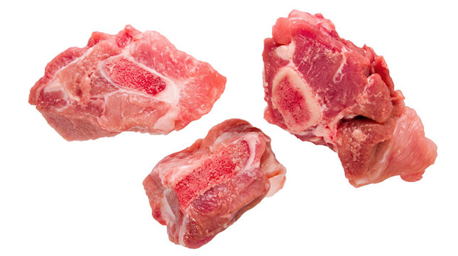 Fresh Raw Beef Marrow Bones with Meat Pieces