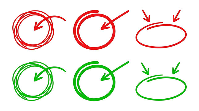 Red and green hand drawn circles and arrows oval 1