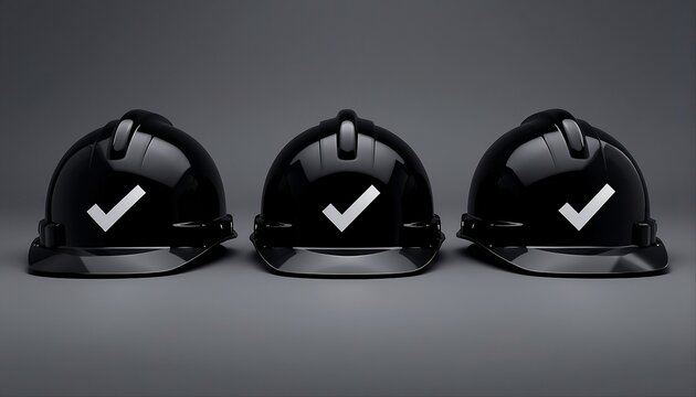 Black Safety Helmets with Checkmark