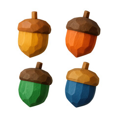Naklejka premium PNG Colorful acorns digital illustration