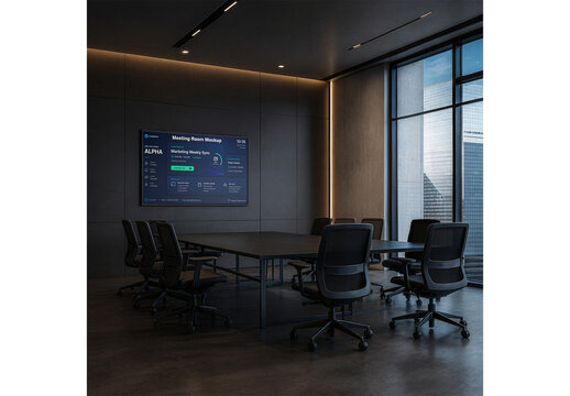 Meeting Room Mockup Template for Poster Design and Visual Campaign