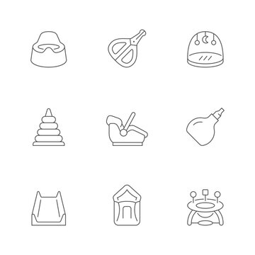 Set line icons of baby products