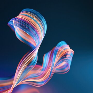 Colorful light trails create flowing shapes in a dark setting during an artistic display