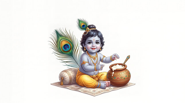 Shree Krishna Janmashtami design background. Krishna birth festival background 2026.