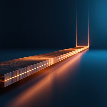 Light reflects off a bright surface in a dim room with lines creating shapes and patterns at night