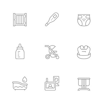 Set line icons of baby products