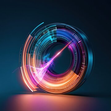 Colorful circular design with light effects in a dark setting