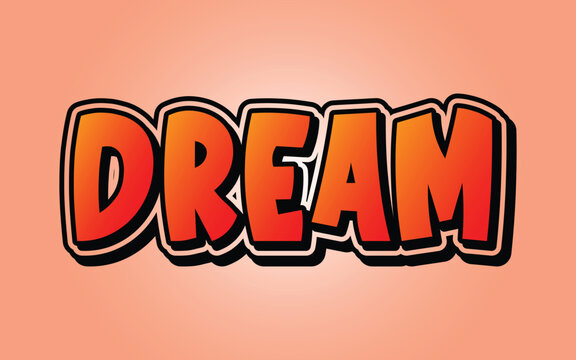 "DREAM", 3D text effect vector design