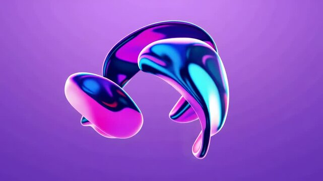 Fluid organic shapes morphing and evolving in soft purple studio lighting