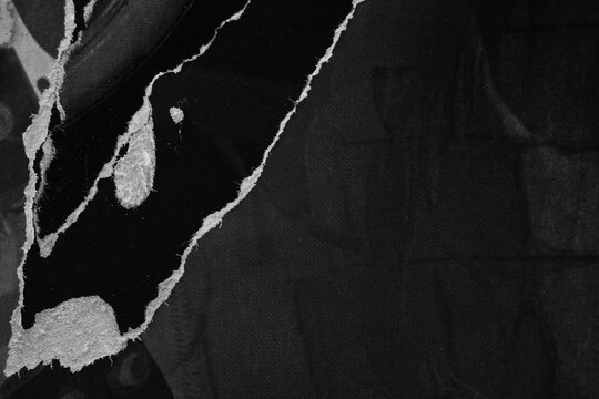 Old ripped torn blank dark black and white fly posters textures backgrounds grunge creased crumpled paper vintage collage placards empty space for text