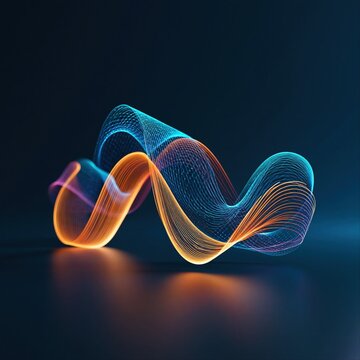 Light waves create a flowing pattern in dark space, giving a sense of movement and energy through their colorful design