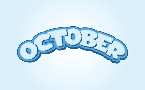 "October", elegant 3D text effect design
