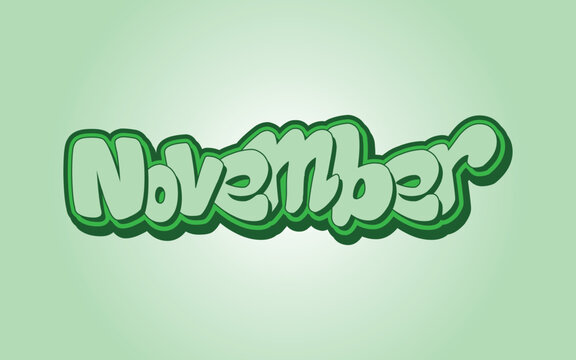 "November", elegant 3D text effect design