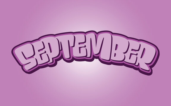"September", elegant 3D text effect design