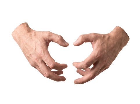 Elegant human hands reaching dynamic expressive gesture sculptural fashion element creative design background isolated cutout mock on transparent background