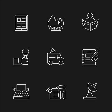 Set line icons of journalism