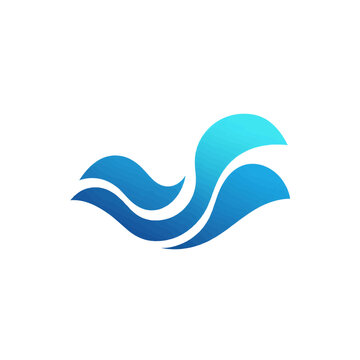 Abstract blue wave logo icon with smooth gradient flow representing water ocean sea motion and modern corporate branding design isolated on transparent background, Vector