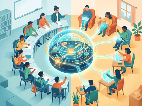 Hybrid Learning Connecting Classroom and Remote Students Through Digital Technology