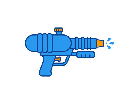 Blue plastic toy water gun squirt blaster vector illustration isolated