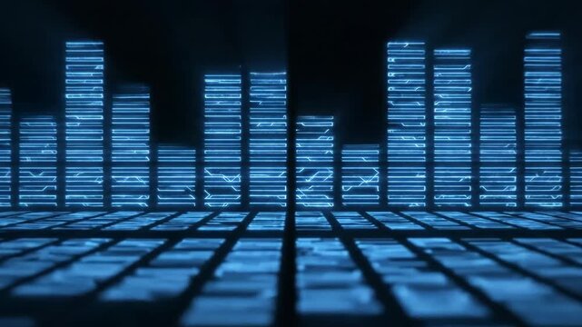 Abstract digital audio visualization displaying rhythmic sound waves