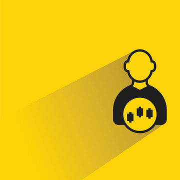 stock analyst icon with shadow on yellow background