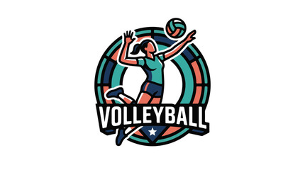 Obraz premium Volleyball Player Spiking Ball in Dynamic Athletic Logo Design