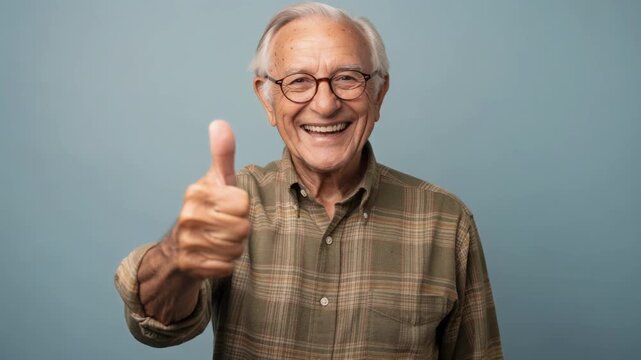 Cheerful senior giving thumbs up outdoors happy positive emotion joy lifestyle