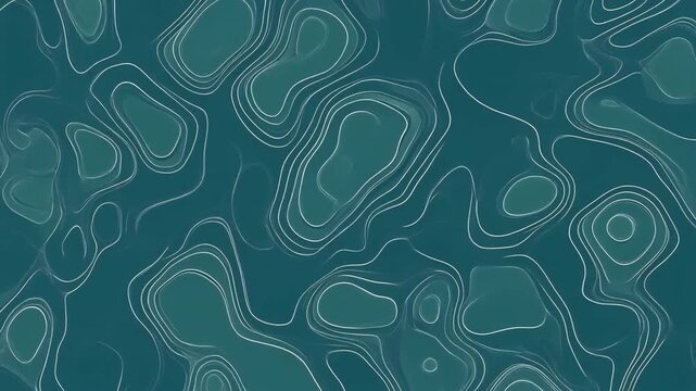 Abstract Topographic Contour Lines Teal Background Minimalist Map Design Vector Illustration