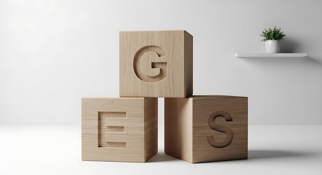 Wooden blocks spelling success on neutral background