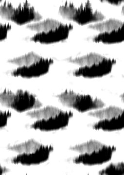 A seamless pattern abstract black and white stippled cloud pattern