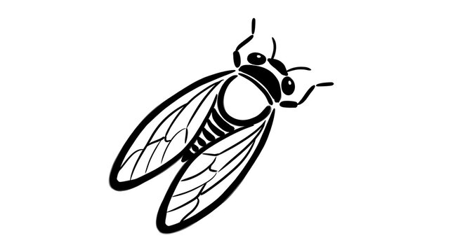 Cicada vector illustration in minimalist black ink style