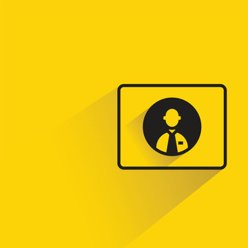 business card icon with shadow on yellow background