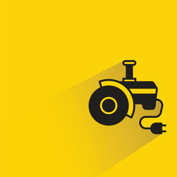 electric saw icon with shadow on yellow background