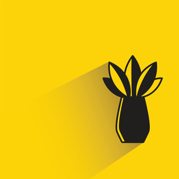 flower vase icon with drop shadow yellow background