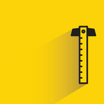 T square ruler icon with shadow on yellow background