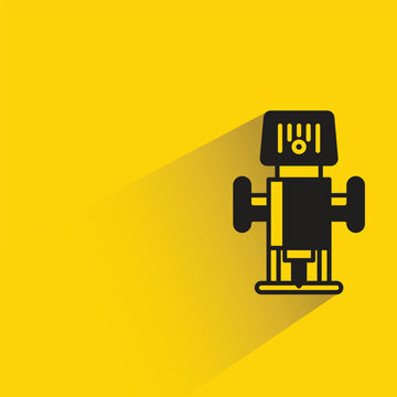 auger tool icon with shadow on yellow background