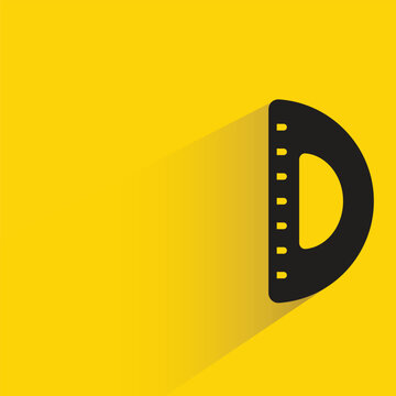 half square ruler icon with shadow on yellow background